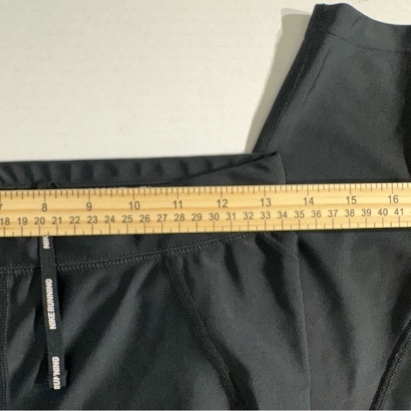 Nike Womens Power Epic Run Crop Leggings Women's Dri-Fit Black Shiny Draw Waist - Picture 12 of 14